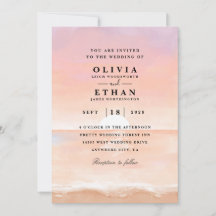 invitaciones de boda de la playa rosa ocaso