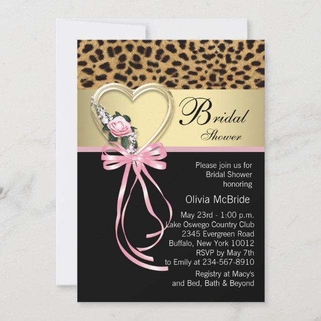 Invitaciones de boda de leopardo elegante (Anverso)