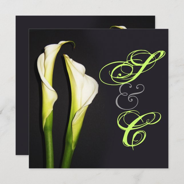 INVITACIONES DE BODA DE LILIES DE CALLA/FONDO DE D (Anverso / Reverso)