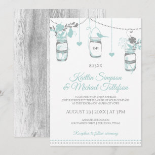 Invitaciones de boda de madera en frasco de albañi