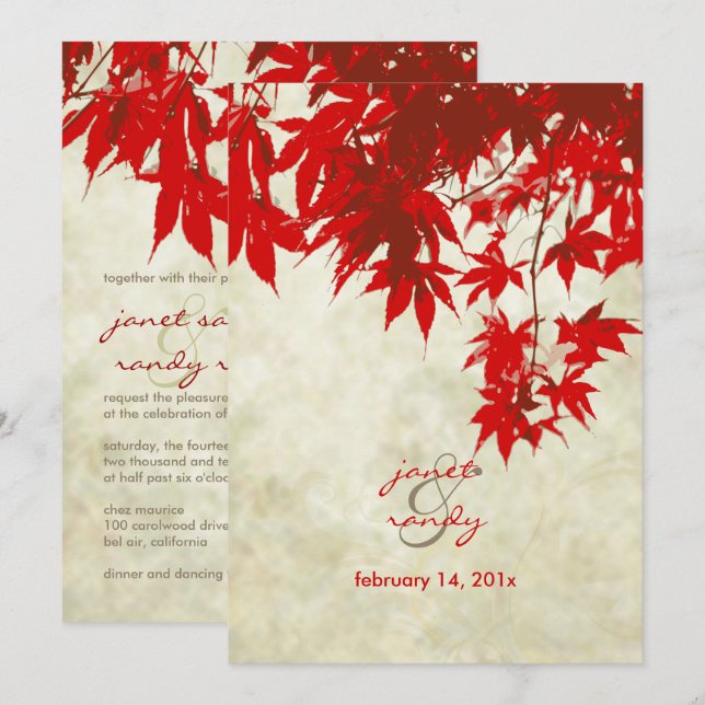 INVITACIONES DE BODA DE MÁQUINA ROJA (Anverso / Reverso)