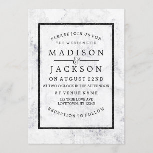 Invitaciones de boda de mármol blanco y gris chic