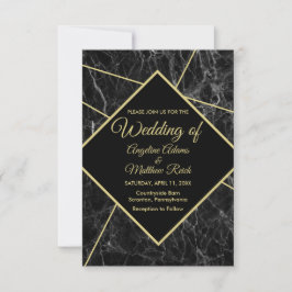 Invitaciones de boda de mármol dorado