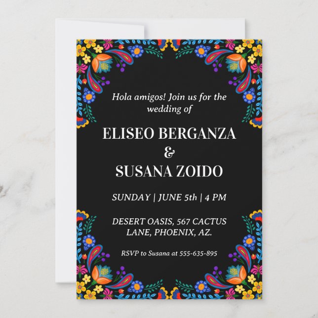 invitaciones de boda de méxico floral (Anverso)