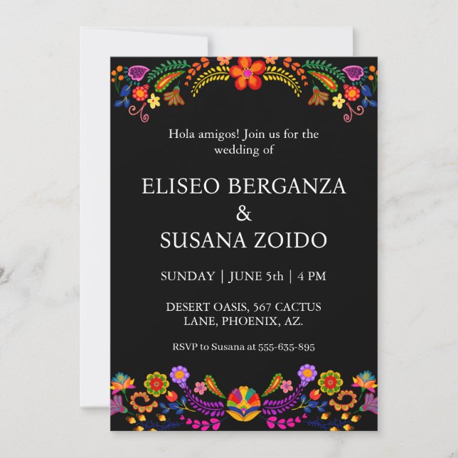 invitaciones de boda de méxico floral (Anverso)