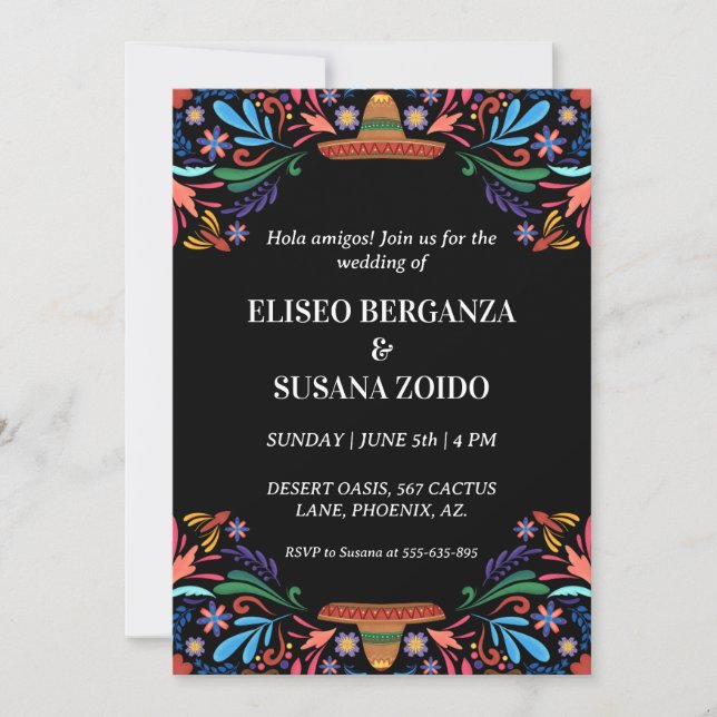 invitaciones de boda de méxico floral (Anverso)