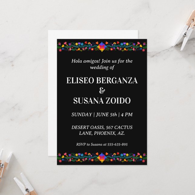 invitaciones de boda de méxico floral (Anverso/Reverso In Situ)