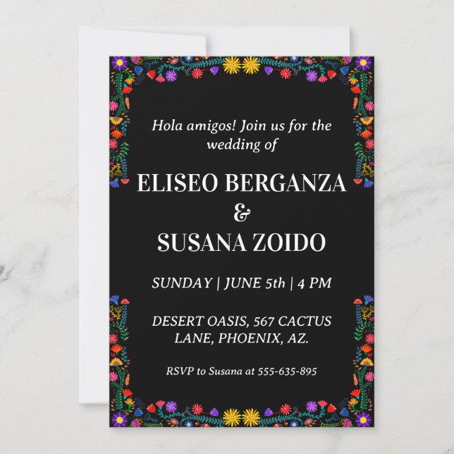 invitaciones de boda de méxico floral (Anverso)