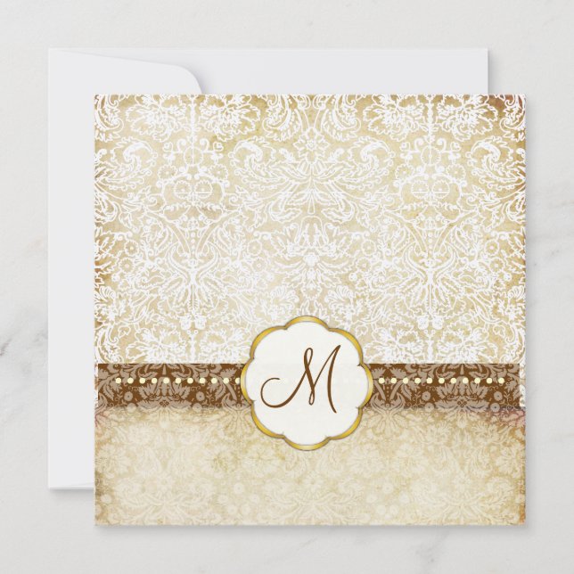 INVITACIONES DE BODA DE MONOGRAMA DE VINTAGE BLANC (Anverso)