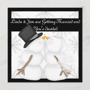 Invitaciones de boda de muñeco de nieve con copos