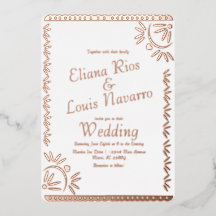 Invitaciones de boda de oro con papel picado mexic