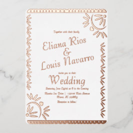 Invitaciones de boda de oro con papel picado mexic