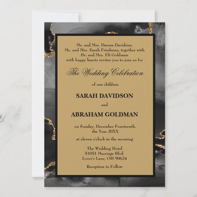Invitaciones de boda de oro para padres divorciado (Anverso)