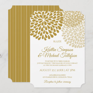 Invitaciones de boda de oro y champán Floral
