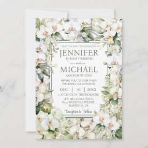 Invitaciones de boda de orquídeas blancas todo en