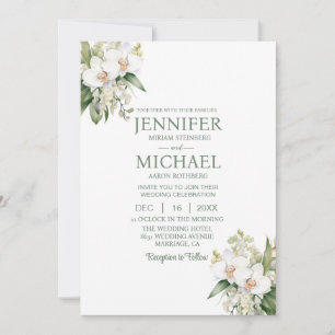 Invitaciones de boda de orquídeas blancas todo en 