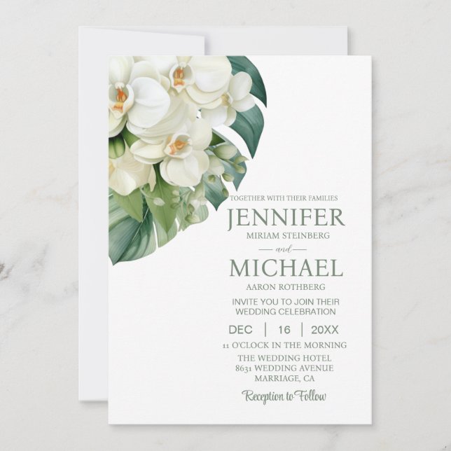 Invitaciones de boda de orquídeas blancas todo en  (Anverso)