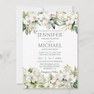 Invitaciones de boda de orquídeas blancas todo en