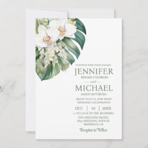Invitaciones de boda de orquídeas blancas todo en 