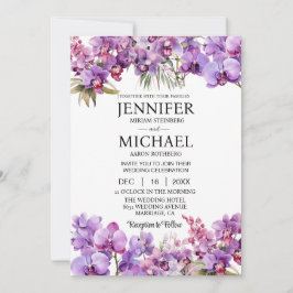 Invitaciones de boda de orquídeas púrpuras Todo en
