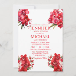 Invitaciones de boda de orquídeas rojas invierno v