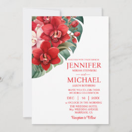 Invitaciones de boda de orquídeas rojas invierno v