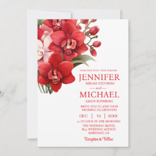 Invitaciones de boda de orquídeas rojas invierno v