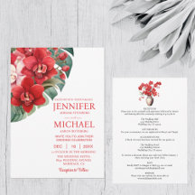Invitaciones de boda de orquídeas rojas invierno v