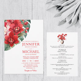 Invitaciones de boda de orquídeas rojas invierno v