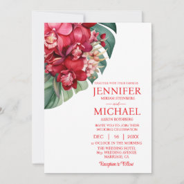 Invitaciones de boda de orquídeas rojas invierno v