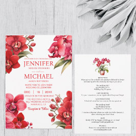 Invitaciones de boda de orquídeas rojas todo en un