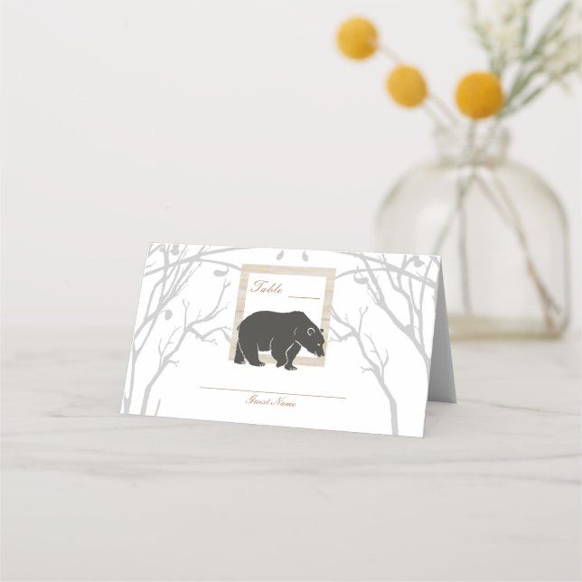 Invitaciones de boda de Oso Rústico y Bosque de Cu (Reverso)