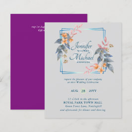 Invitaciones de boda de otoño con hojas de jardín 