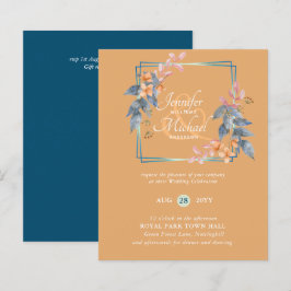 Invitaciones de boda de otoño con hojas de jardín 