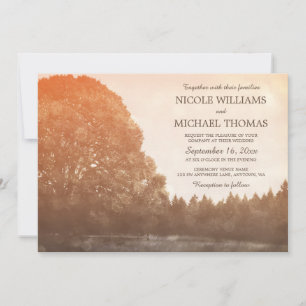 Invitaciones de boda de otoño rústico de roble