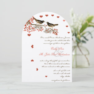 Invitaciones de boda de pájaros vintage resplandor