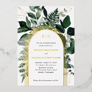 Invitaciones de boda de papel de aluminio botánico