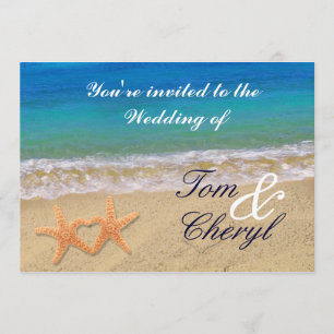 Invitaciones de boda de pareja de estrellas de mar