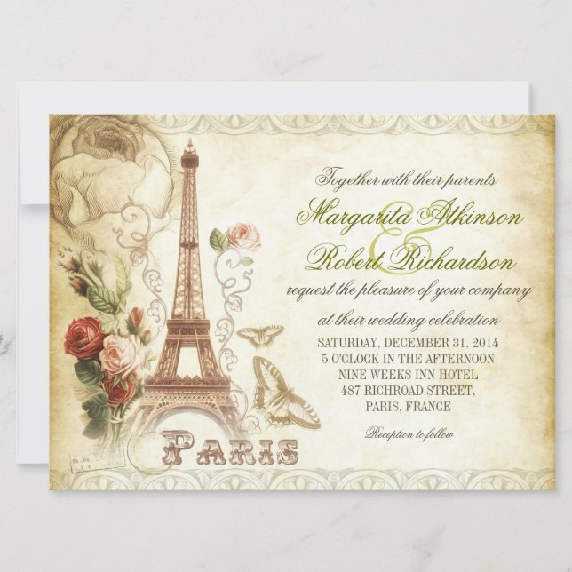 Invitaciones de boda de PARIS (Anverso)