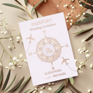Invitaciones de boda de pasaporte de destino de or