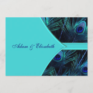 Invitaciones de boda de pavo real azul real teñida