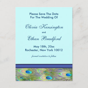 Invitaciones de boda de pavo real azul turquesa re