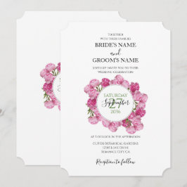 Invitaciones de Boda de Peonías Rosadas Elegantes