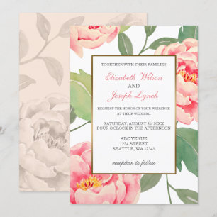 Invitaciones de boda de Pink Peony Floral
