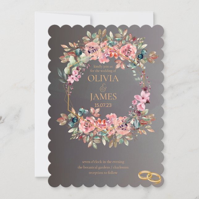 INVITACIONES DE BODA DE PLANTILLA EN LÍNEA con fro (Anverso)