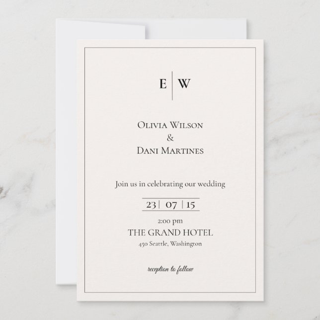 INVITACIONES DE BODA DE PLANTILLA EN LÍNEA con fro (Anverso)