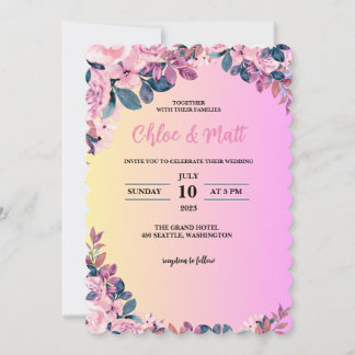INVITACIONES DE BODA DE PLANTILLA FLORES ELEGANTES