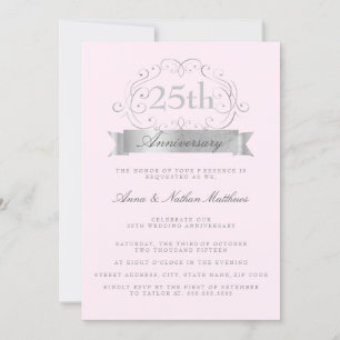 Invitaciones de boda de plata y rosa para bodas de