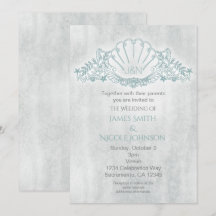 Invitaciones de boda de playa con caballitos de ma