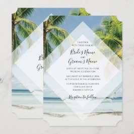 Invitaciones de Boda de Playa con Palmeras Tropica